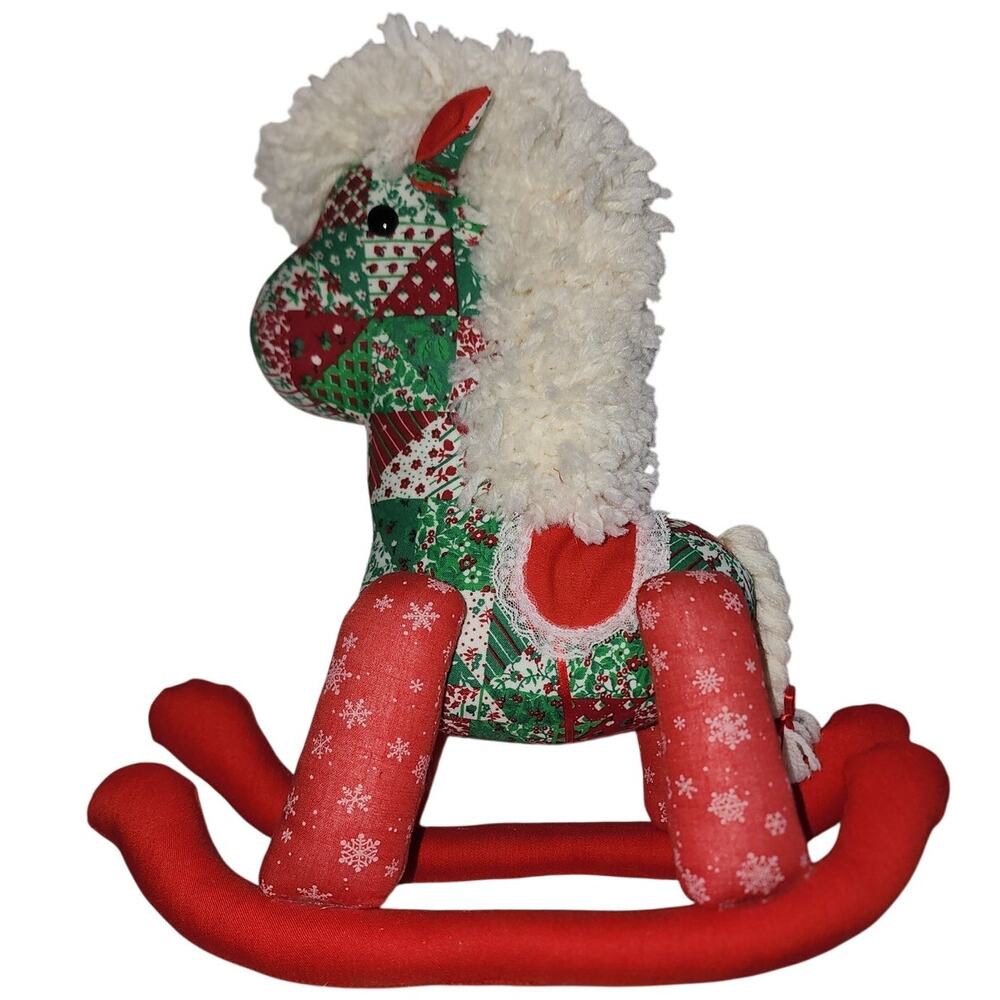 Christmas Quilted Stuffed Sewn Rocking Horse Cottage Granny Core